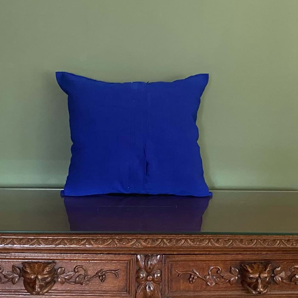 Meksika/Gece Mavisi el dokuma kumaş üzeri,el işlemesi yastık resmi