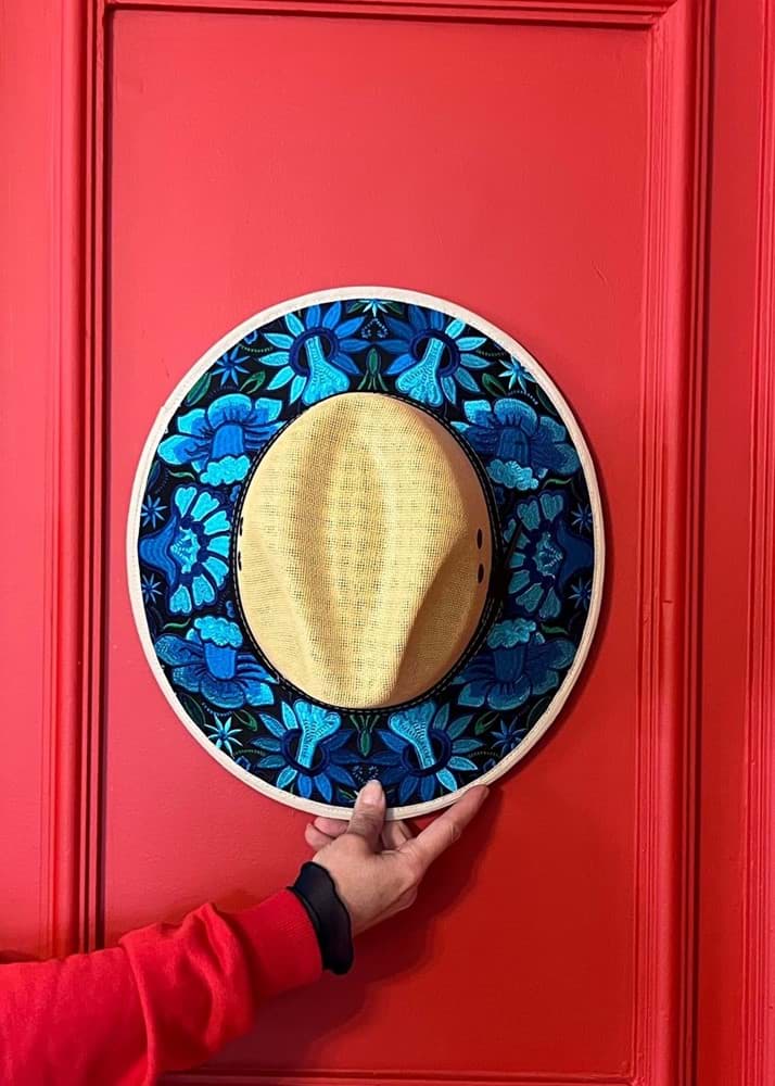 Meksika/Çiçek Nakışlı Hasır Şapka resmi