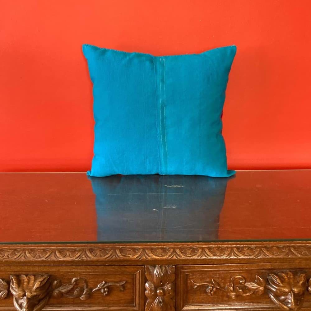 Meksika/Mavi el dokuma kumaş üzeri,el işlemesi yastık resmi