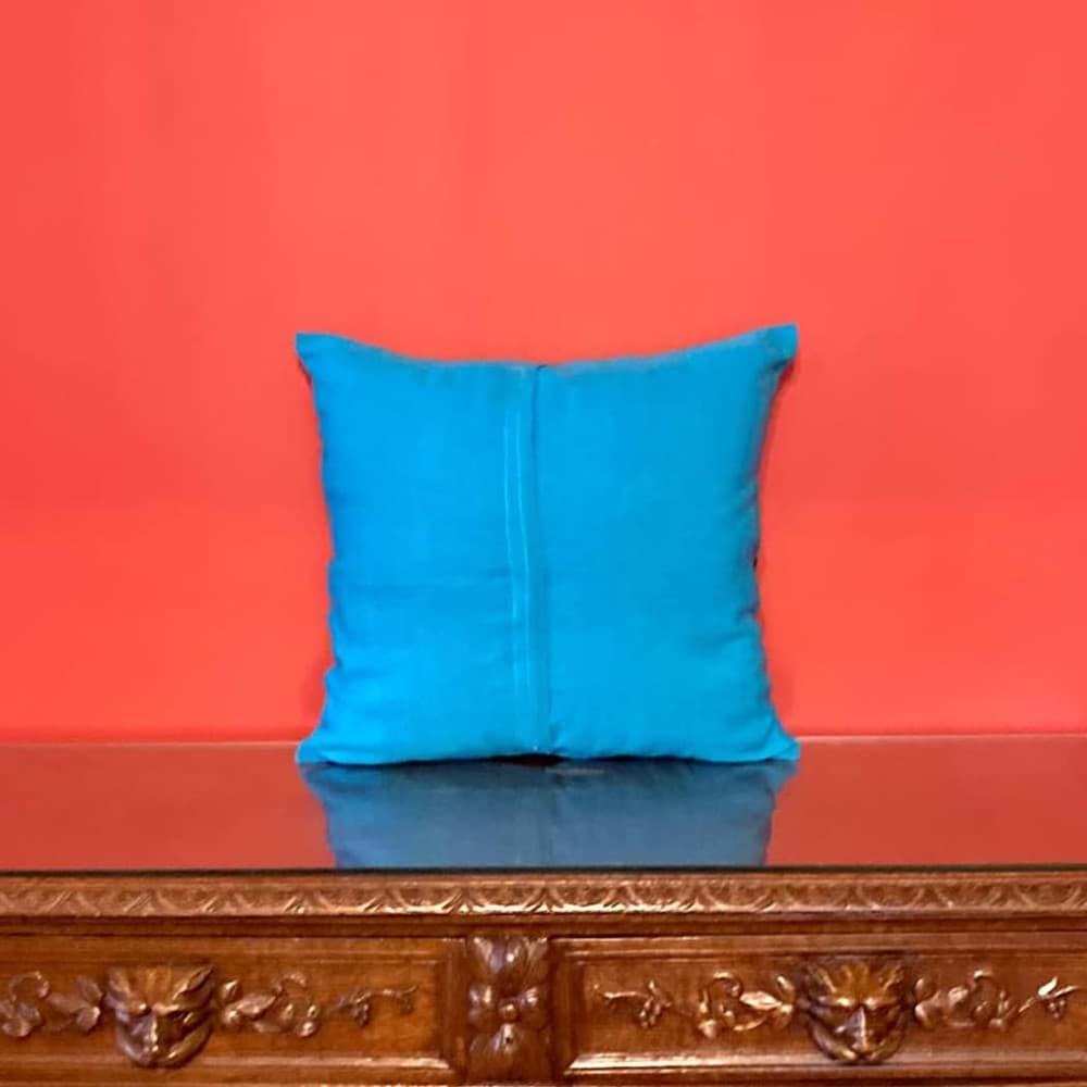 Meksika/Açık mavi el dokuma kumaş üzeri,el işlemesi yastık resmi